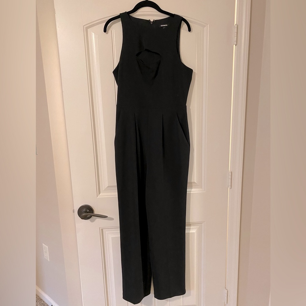 Express Jumpsuit with Front Cutout, Size M, Black